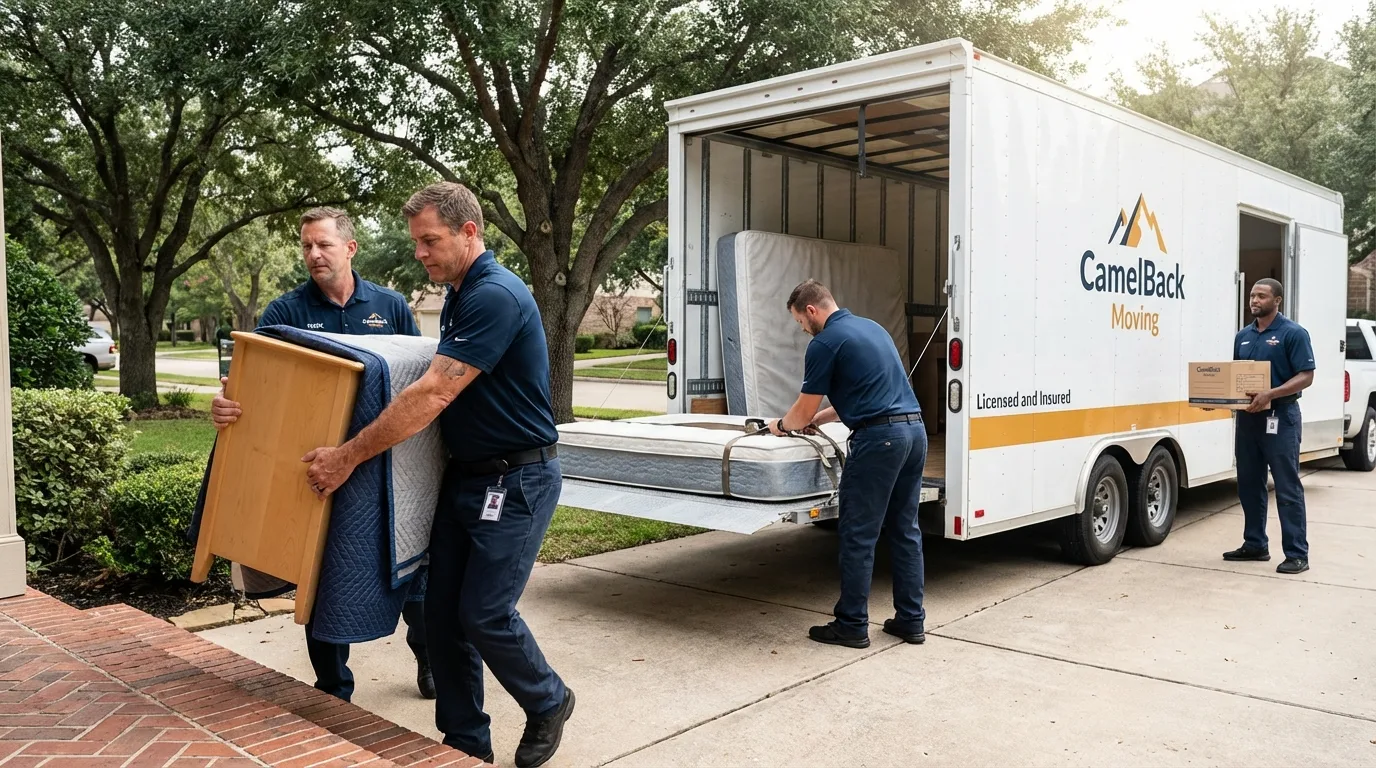 Crew loading residential truck for cross-state move from Norwood, PA