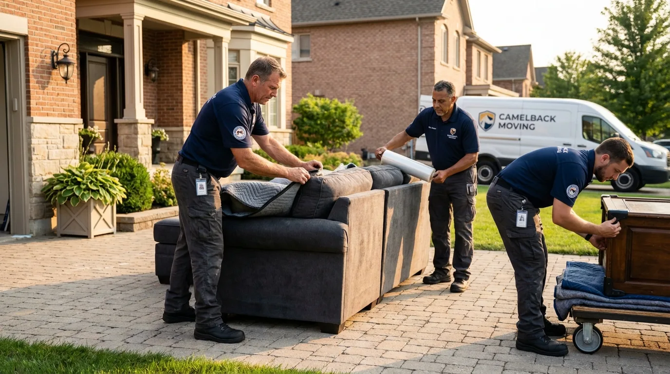 Large estate moving crew wrapping furniture in Norwood, PA